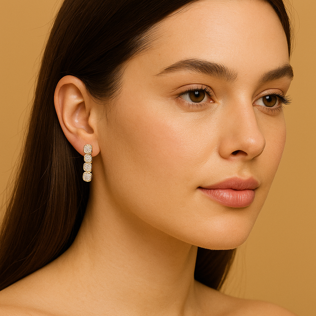 Veshoo White AD Solitaire Rhodium-Plated Silver Necklace Set with Earrings for Women & Girls – Handcrafted CZ Jewelry