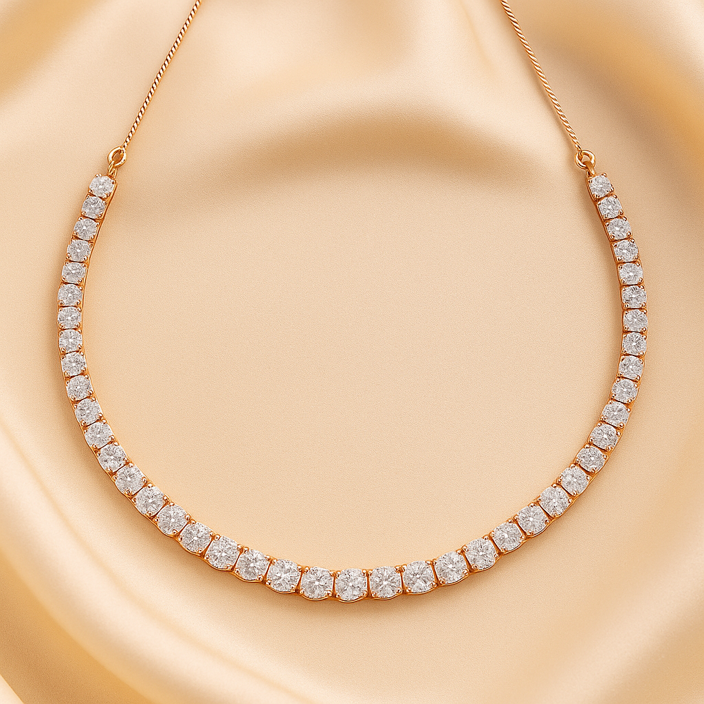 Veshoo White AD Solitaire Rhodium-Plated Silver Necklace Set with Earrings for Women & Girls – Handcrafted CZ Jewelry