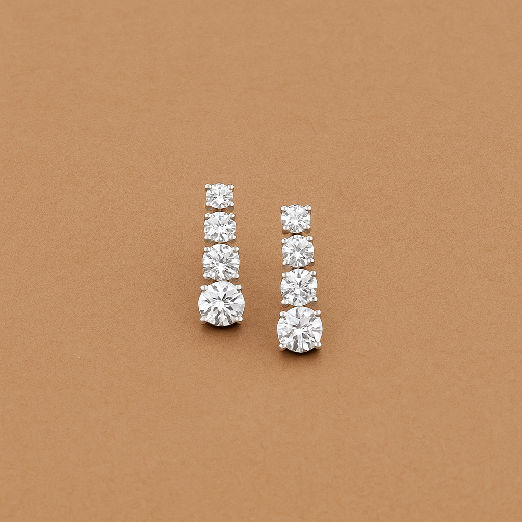 Veshoo White AD Solitaire Rhodium-Plated Silver Necklace Set with Earrings for Women & Girls – Handcrafted CZ Jewelry