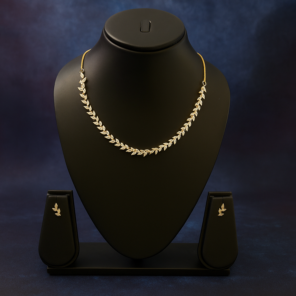 Veshoo Elegant American Diamond-Studded Necklace And Earrings For Women & Girls