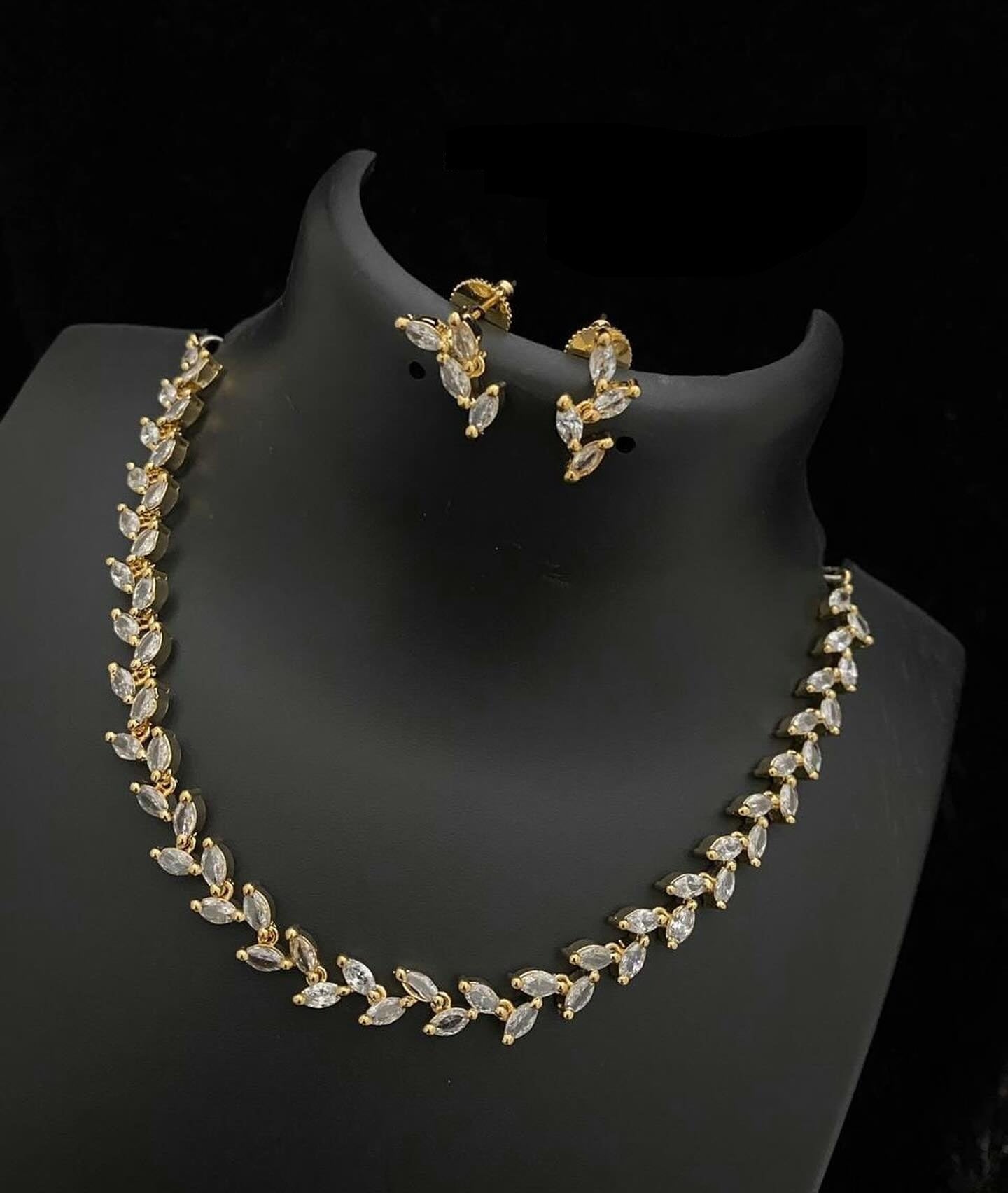 Veshoo Elegant American Diamond-Studded Necklace And Earrings For Women & Girls