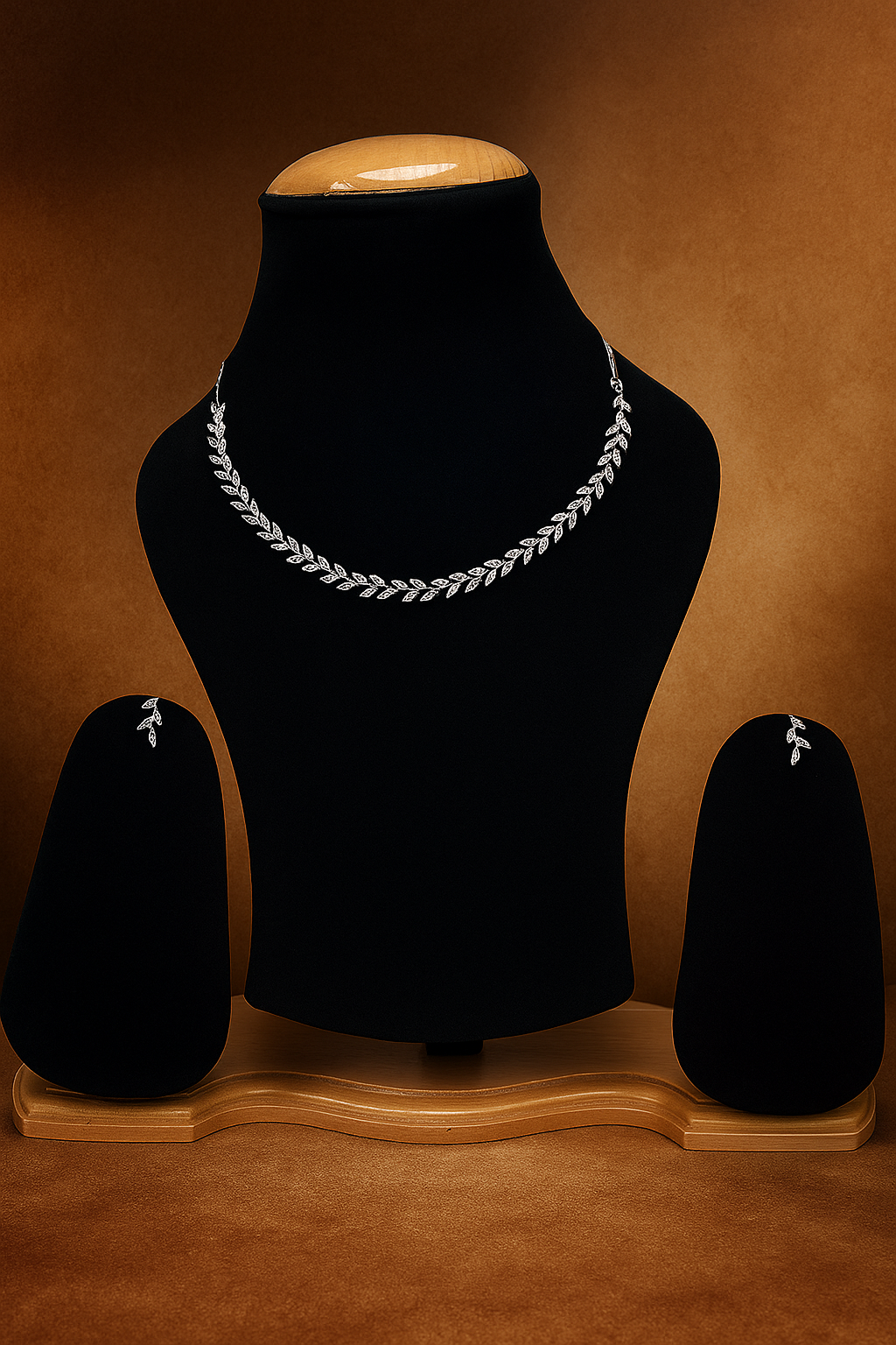 Veshoo Elegant American Diamond-Studded Necklace And Earrings For Women & Girls