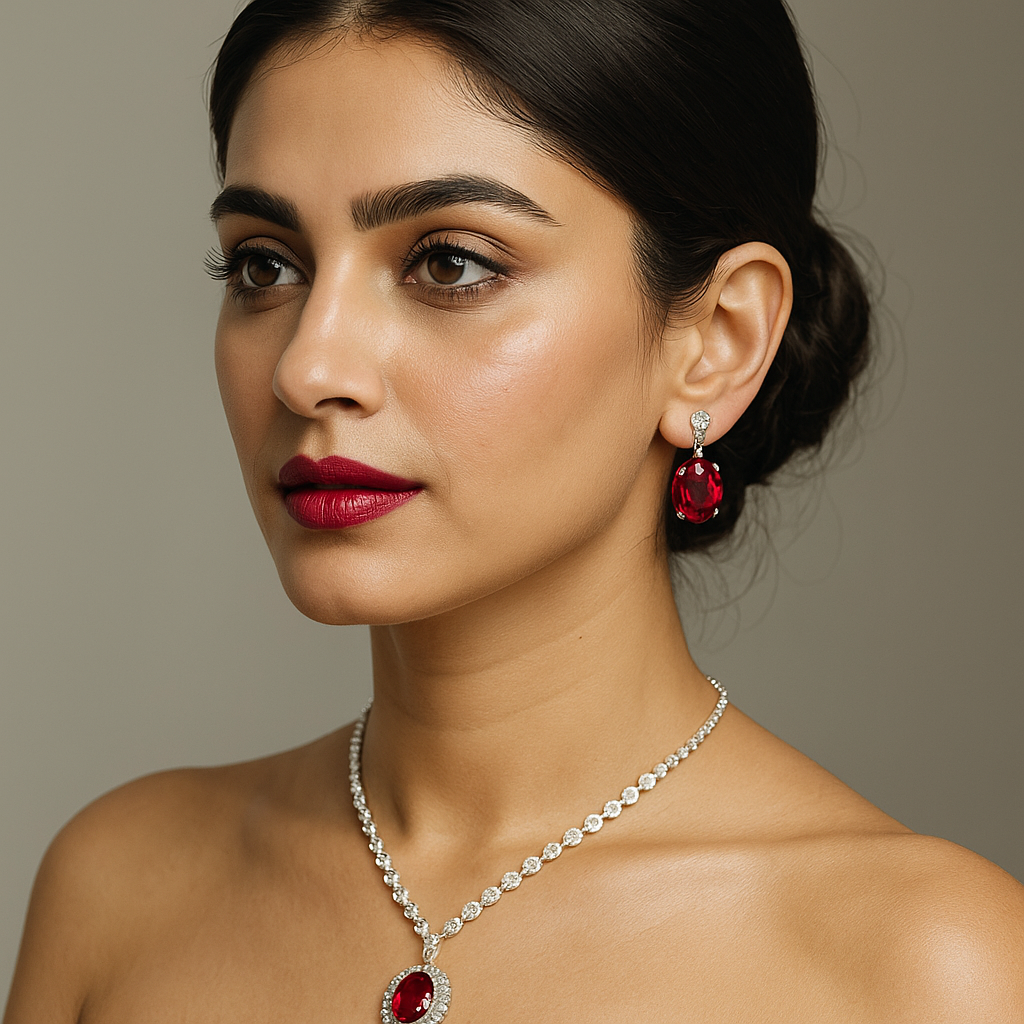 Veshoo Premium Stone-Studded Choker Necklace & Earring Set for Women & Girls For Party