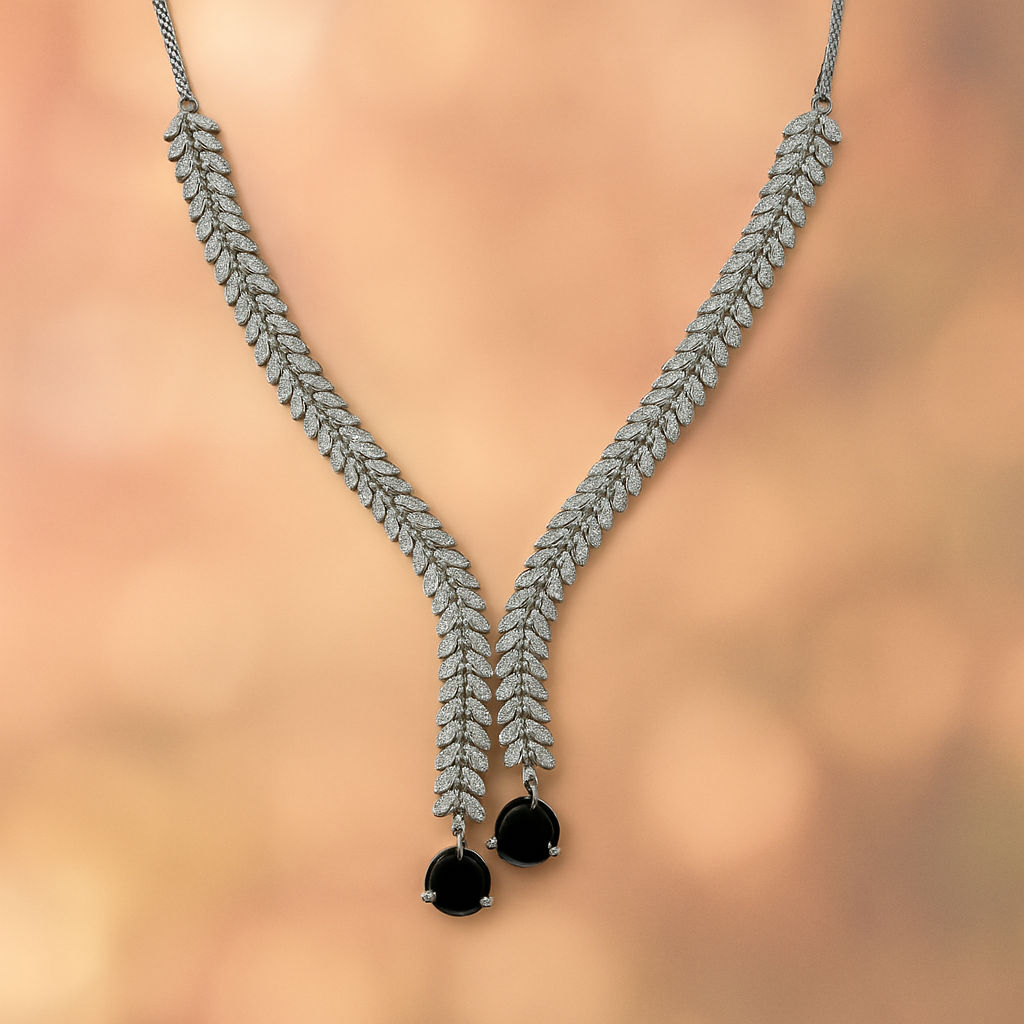 Veshoo American Diamond Necklace Set for Women | Sparkling Crystal Jewellery with Earrings | Elegant Gift for Girls & Women