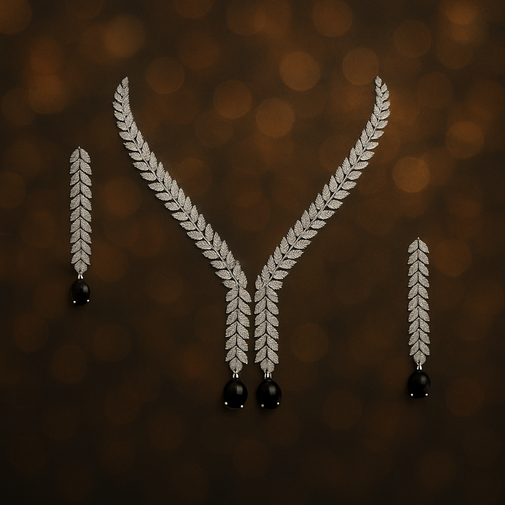 Veshoo American Diamond Necklace Set for Women | Sparkling Crystal Jewellery with Earrings | Elegant Gift for Girls & Women