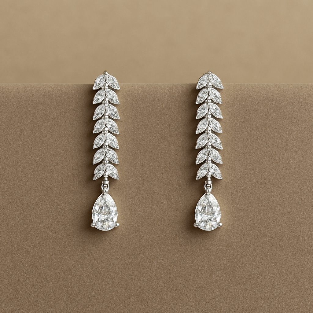 Veshoo American Diamond Necklace Set for Women | Sparkling Crystal Jewellery with Earrings | Elegant Gift for Girls & Women