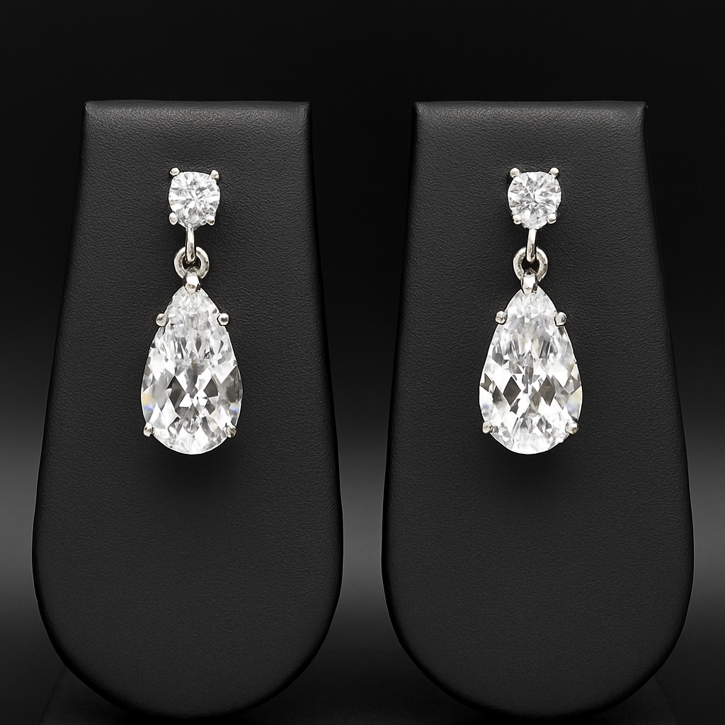 Veshoo Floral Drop Emerald Necklace Set with American Diamonds | Silver Plated Jewellery for Girls & Women