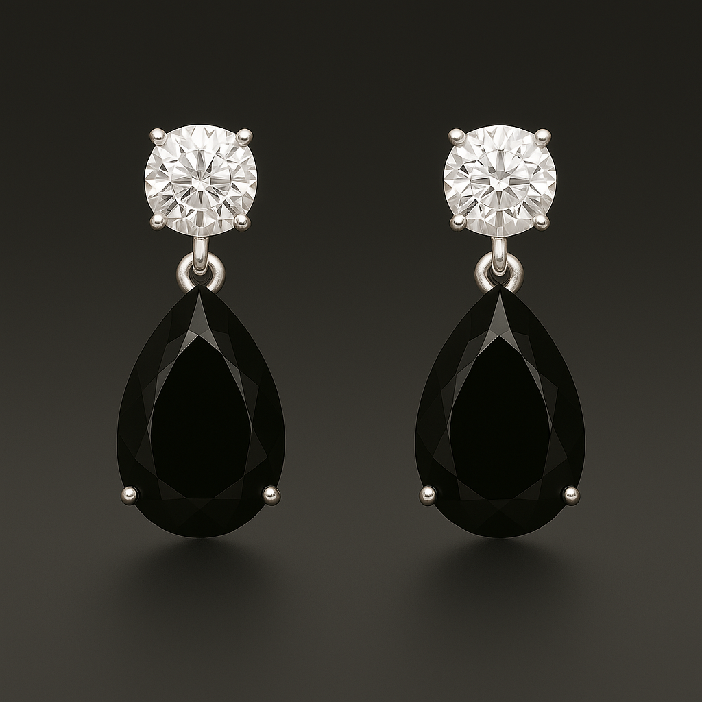 Veshoo Floral Drop Emerald Necklace Set with American Diamonds | Silver Plated Jewellery for Girls & Women