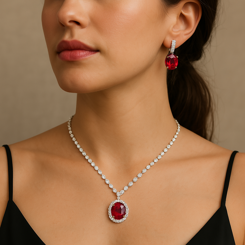 Veshoo Premium Stone-Studded Choker Necklace & Earring Set for Women & Girls For Party