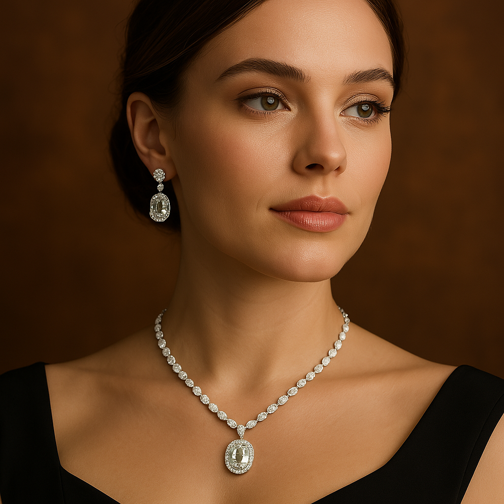 Veshoo Premium Stone-Studded Choker Necklace & Earring Set for Women & Girls For Party