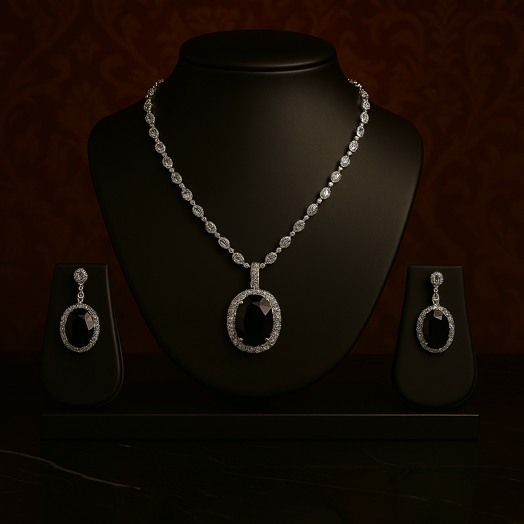 Veshoo Premium Stone-Studded Choker Necklace & Earring Set for Women & Girls For Party