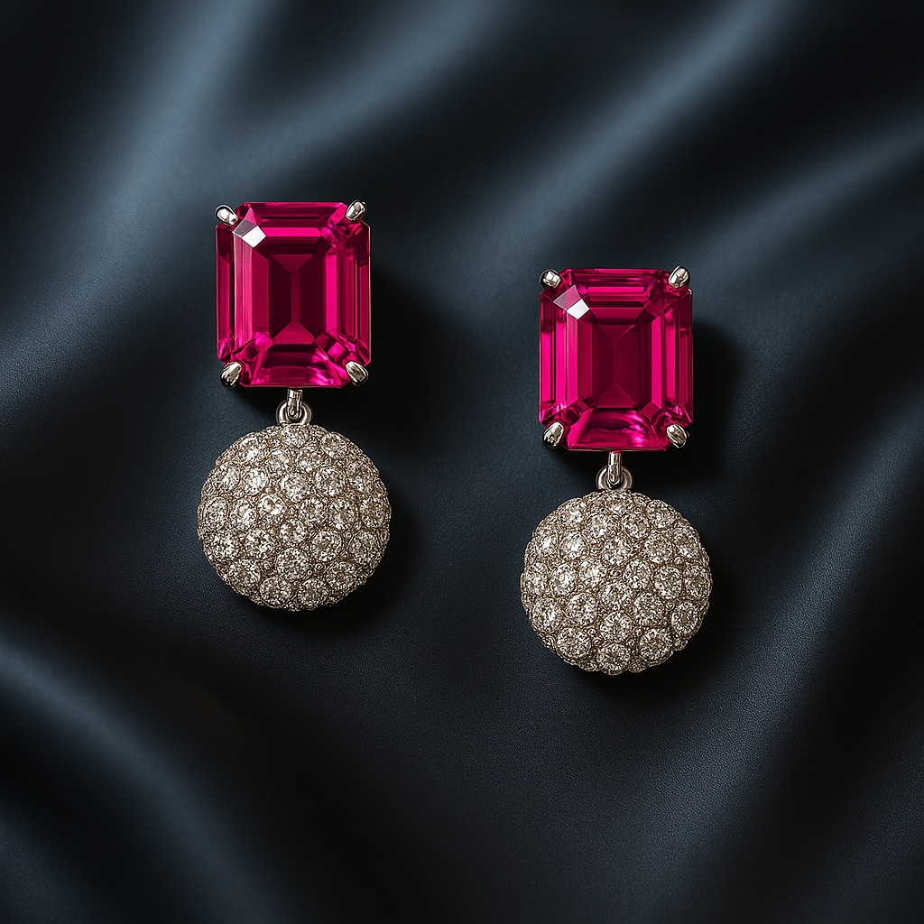 Veshoo Crystal Crown Square Stone Necklace Set with Earrings For Girls & Womens