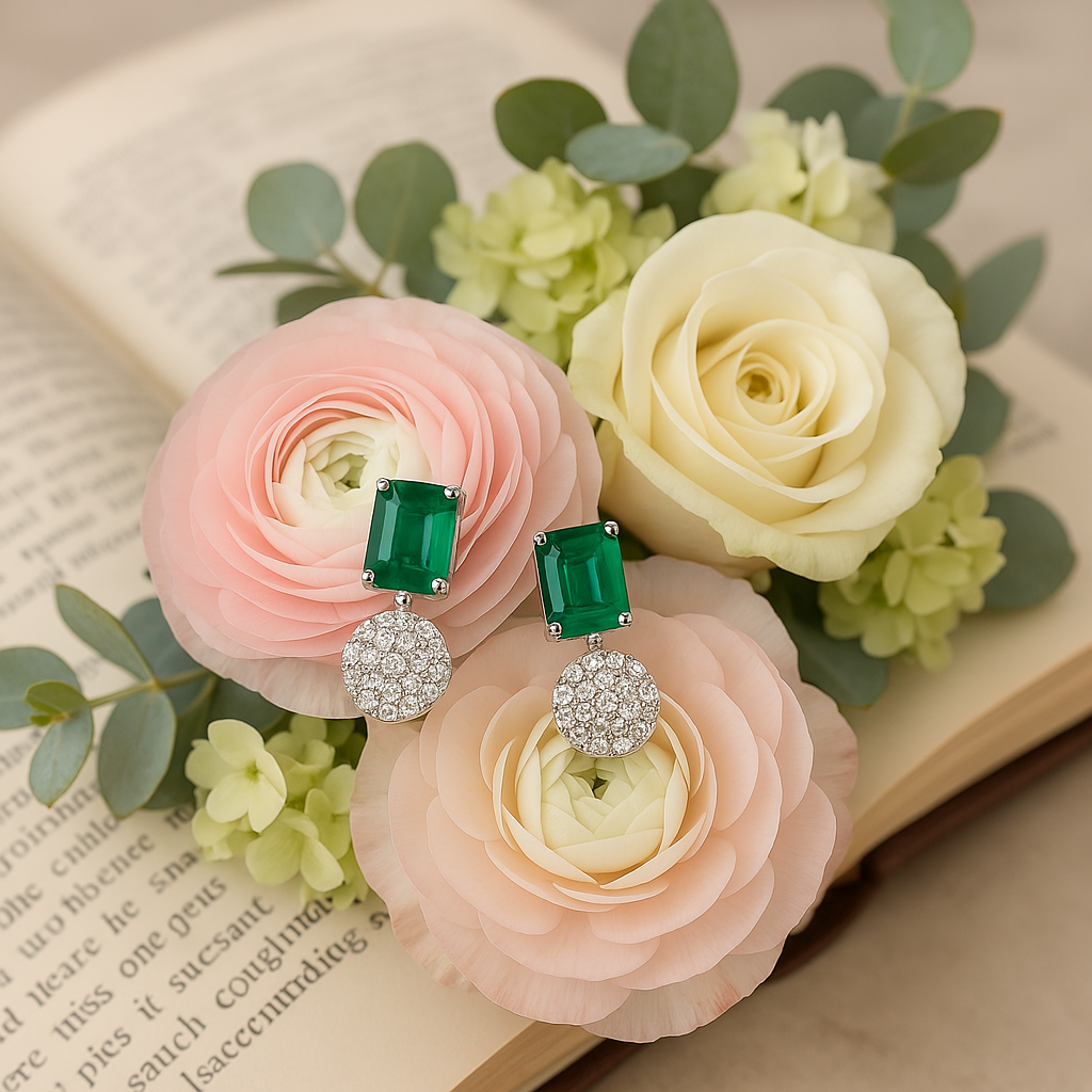 Veshoo Crystal Crown Square Stone Necklace Set with Earrings For Girls & Womens