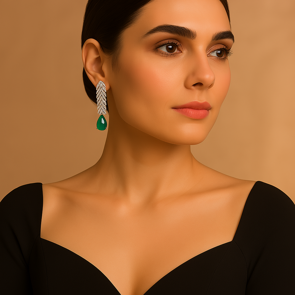 Veshoo American Diamond Necklace Set for Women | Sparkling Crystal Jewellery with Earrings | Elegant Gift for Girls & Women