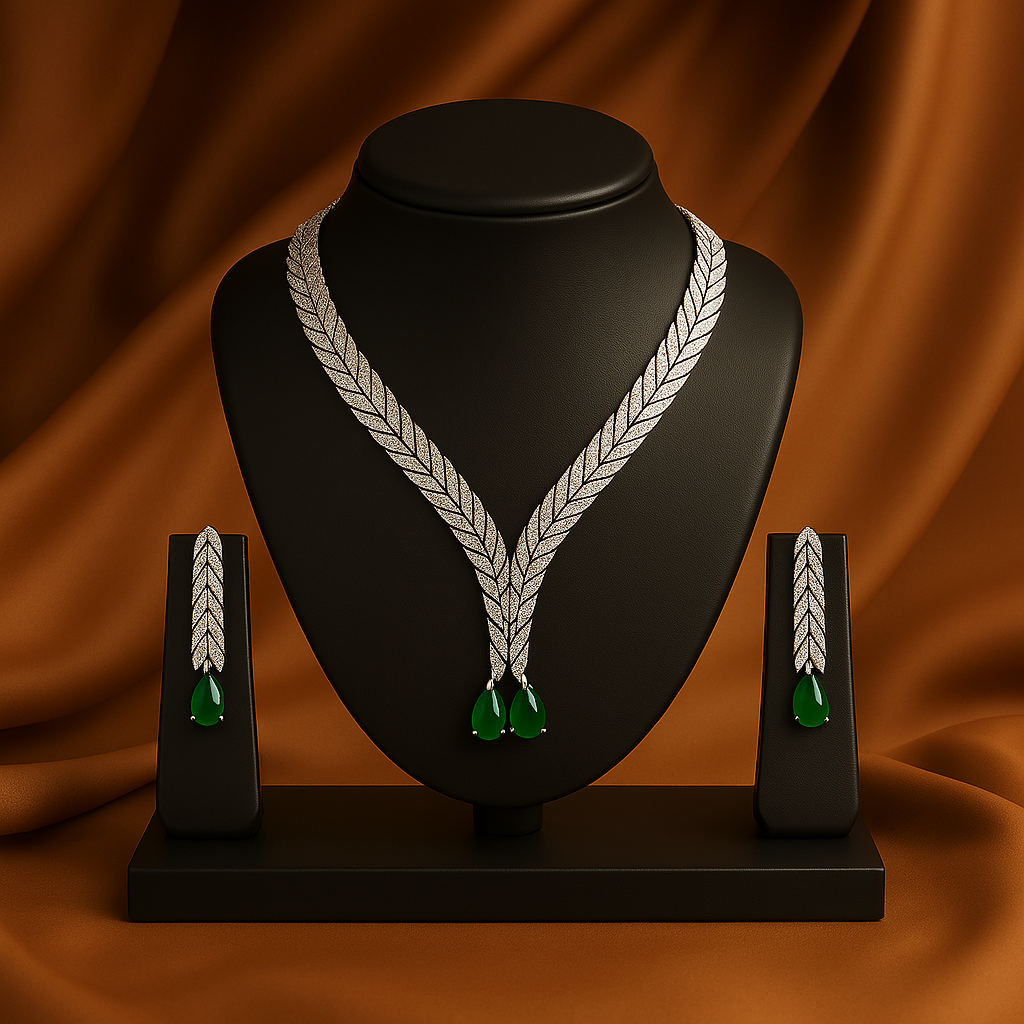 Veshoo American Diamond Necklace Set for Women | Sparkling Crystal Jewellery with Earrings | Elegant Gift for Girls & Women